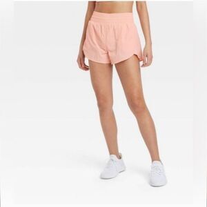 All In Motion Crinkle Tulip 3 Inch Run Shorts Pink Peach Size Large